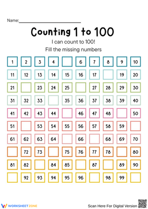 Counting 1 to 100 Missing Numbers