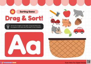 Letter A Drag & Sort Alphabet Game for Kids