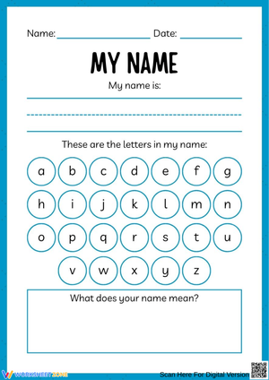 My Name Worksheet for Early Literacy Practice