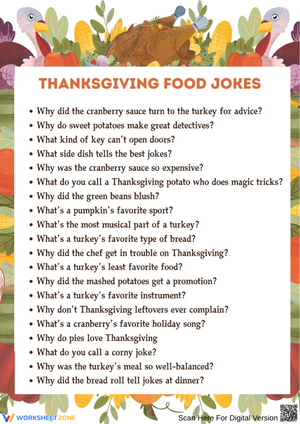 Thanksgiving Food Jokes for Kids – Holiday Humor Printable