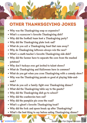 Other Thanksgiving Jokes for Kids – Fun & Silly Printable