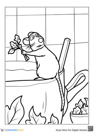 Ratatouille-Inspired Coloring Page – Chef Rat in Cooking Pot