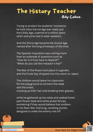 The History Teacher – Billy Collins Printable Poem