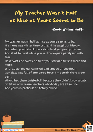 My Teacher Wasn’t Half as Nice – Printable Funny Poem