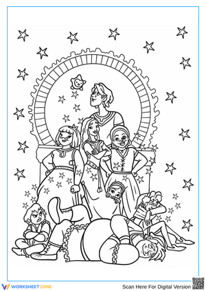 Wish Movie Characters Group Coloring Page