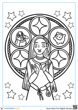 Wish Hero Character and Stars Coloring Page