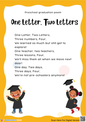One Letter, Two Letters – Preschool Graduation Poem