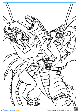 King Ghidorah Battle Scene Coloring Page