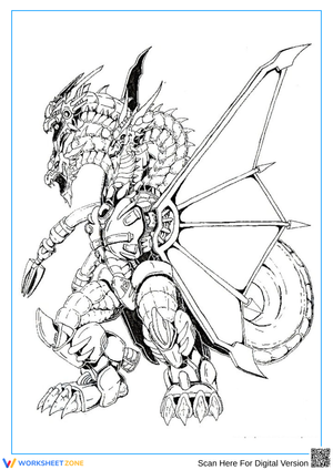 Mecha-King Ghidorah Coloring Page – Cyber Kaiju Design