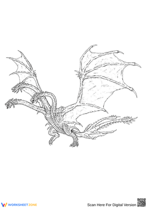 Realistic King Ghidorah Flying Coloring Page