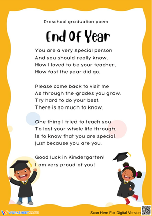 End of Year – Heartfelt Preschool Graduation Poem