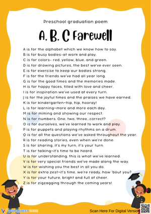 A, B, C Farewell – Preschool Graduation Alphabet Poem