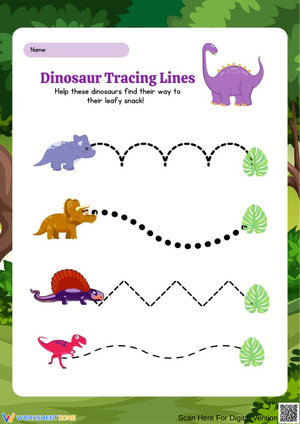 Dinosaur Tracing Lines Worksheet