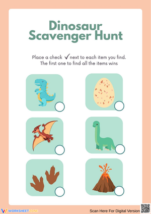Dinosaur Scavenger Hunt Checklist