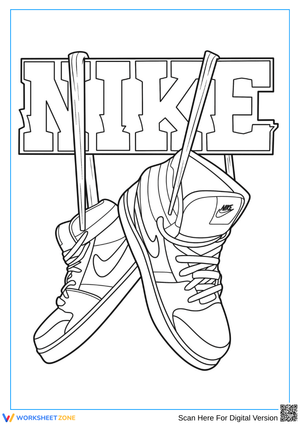 Nike Logo and Sneakers Poster Coloring Page