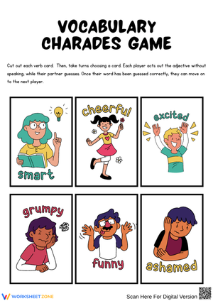 Vocabulary Charades Game for Kids