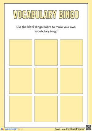 Vocabulary Bingo Board Template