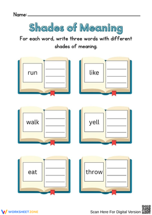 Shades of Meaning Word Practice