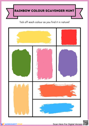 Rainbow Colour Scavenger Hunt Worksheet