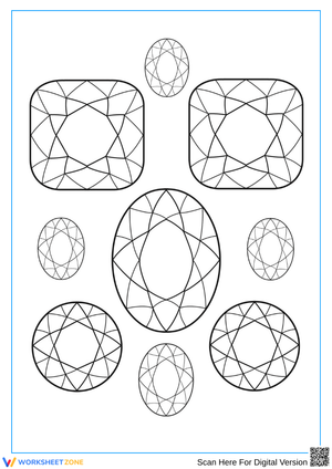 Assorted Gem Cuts Coloring Page for Kids