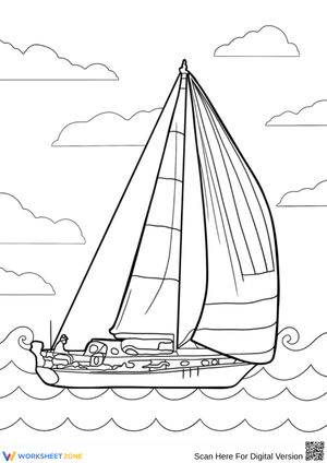 Sailboat at Sea Coloring Page for Kids
