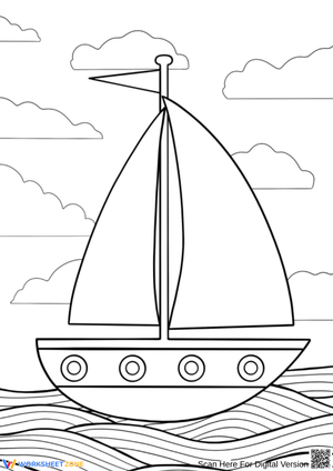 Simple Sailboat Coloring Page for Kids
