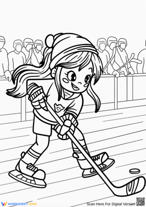 Girl Hockey Player Coloring Page for Kids