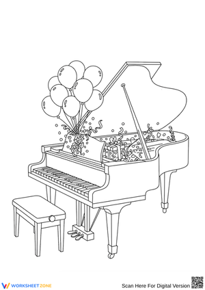 Celebration Piano Coloring Page