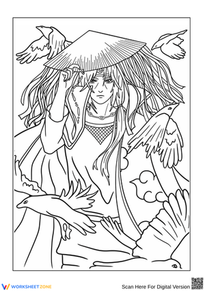 Epic Itachi Uchiha Coloring Page with Crows and Cloak