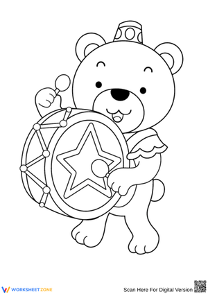 Cute Bear with Drum Coloring Page