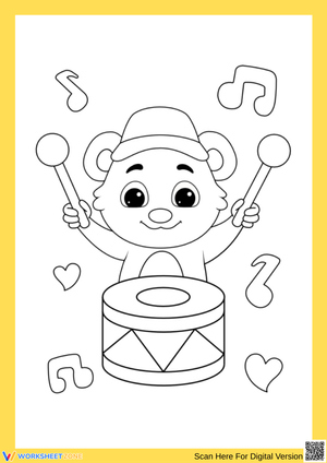 Bear Playing Drum Coloring Page