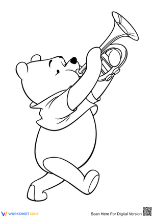 Winnie the Pooh Trumpet Coloring Page