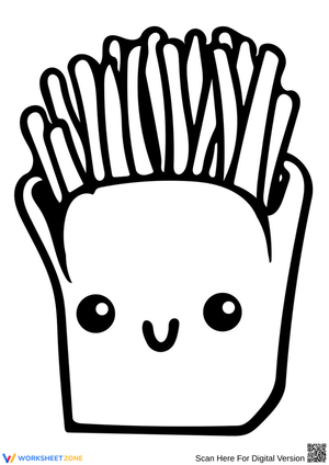 Cute Smiling French Fries Coloring Page