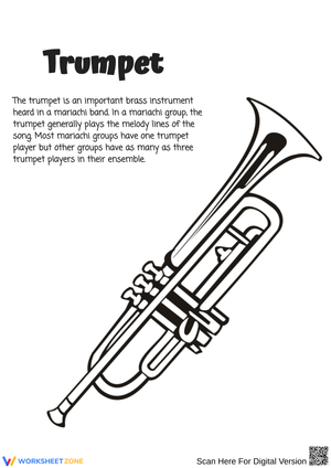 Trumpet Coloring Page with Mariachi Facts