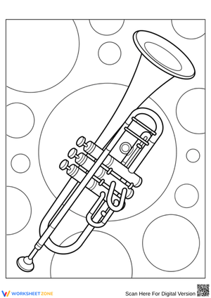 Trumpet Coloring Page with Bubble Background