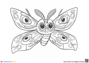 Cute Mothra Cartoon Coloring Page for Kids