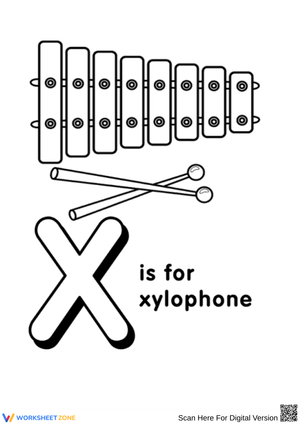 X is for Xylophone Coloring Page
