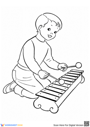 Boy Playing Xylophone Coloring Page