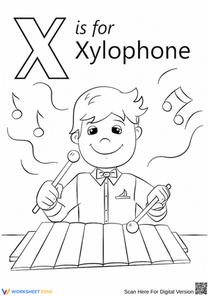 X is for Xylophone Coloring Page