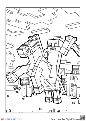 Minecraft Steve Riding Horse Coloring Page