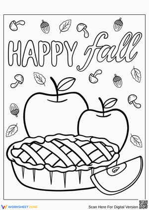 Happy Fall Apple Pie Coloring Page