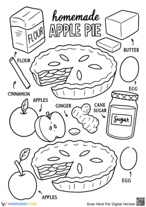 Homemade Apple Pie Coloring Page for Kids