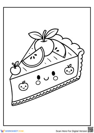 Kawaii Apple Pie Coloring Page