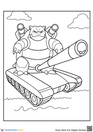Blastoise on a Tank Coloring Page
