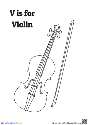 V is for Violin Coloring Page