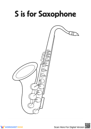 S is for Saxophone Coloring Page