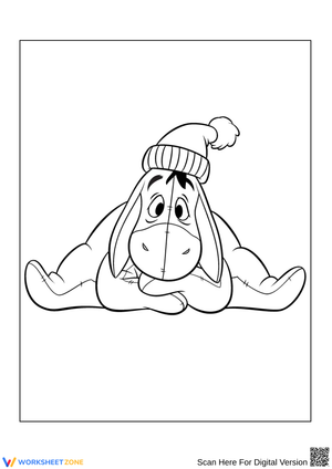 Eeyore in a Winter Hat Coloring Page