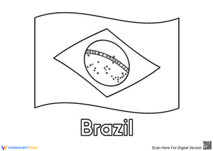 Brazil Flag Coloring Page for Kids