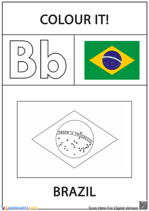Bb Is for Brazil – Flag Alphabet Coloring Page