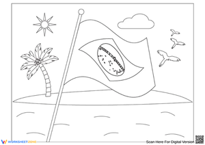 Brazil Beach Flag Coloring Scene